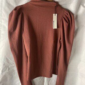 Haute Monde, Womens Pull over  with ruched puffy shoulder, pumpkin, med